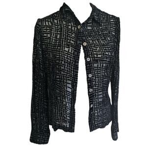 Vintage French Connection Velvet Burnout Sheer Top Black Y2K Bella Hadid